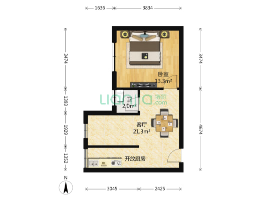 祥泰公寓 2室1厅 240万