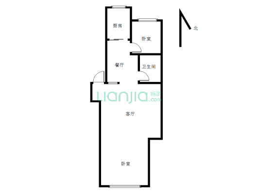 金和家园，步梯4楼，二室，南北通透，拎包入住-户型图