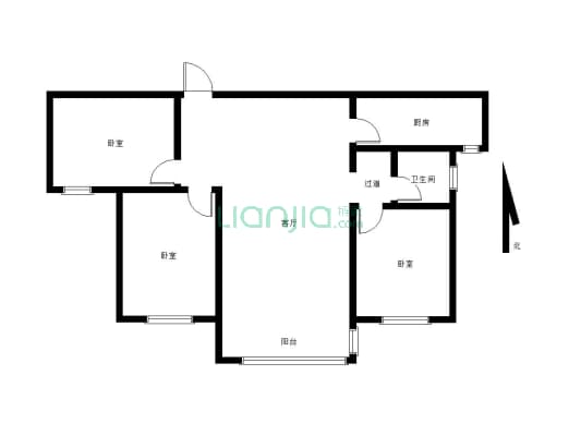 泰和兴龙湾电梯房毛坯现房，三室两厅一卫，，看房方便-户型图
