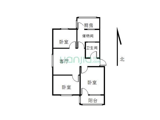 经典三居室2楼 小区可以停车，位置很好-户型图