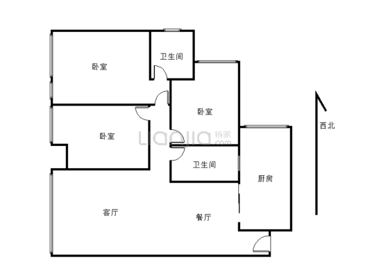 中铁尚城麓苑 3室2厅 东南-户型图