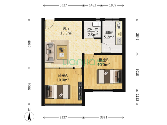 红河苑 2室1厅1卫 61平方