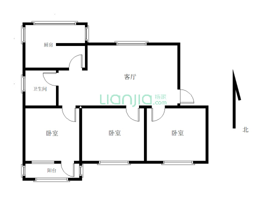 地测处30号 三室一厅一厨有卫环境好 适合居住-户型图