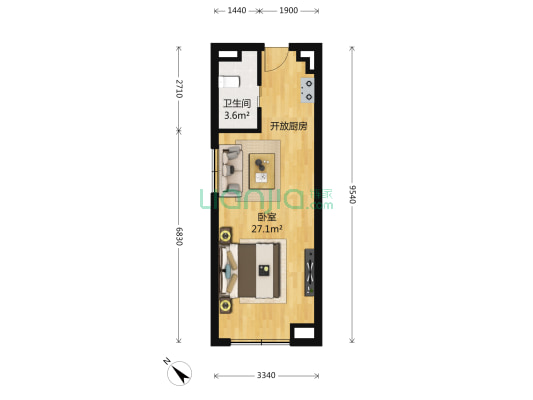 旭辉U天地(商业类) 1室1厅1卫 49平方