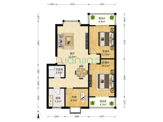 四季家园 3室1厅1卫 10平方
