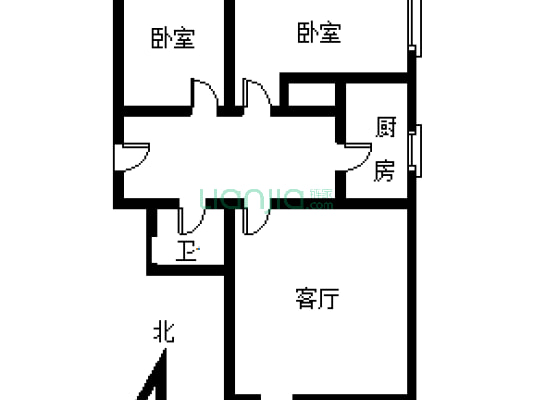 板楼二层集中供暖，南北通透，采光无遮挡-户型图