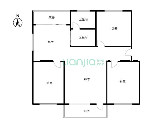 东安小区 3室2厅 南 北-户型图