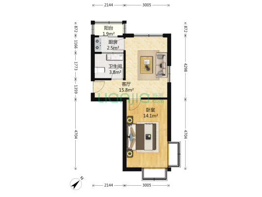 丙寅巷 1室1厅1卫 51平方