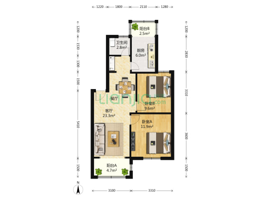 建德花园紫藤苑 2室1厅1卫 83平方