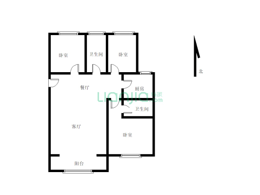 格瑞斯新城小区三室两厅两卫 精装修未入住业主急卖-户型图