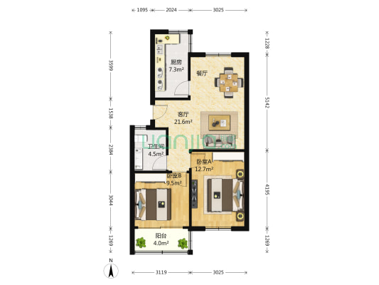 城隍牌楼巷 2室1厅1卫 78平方