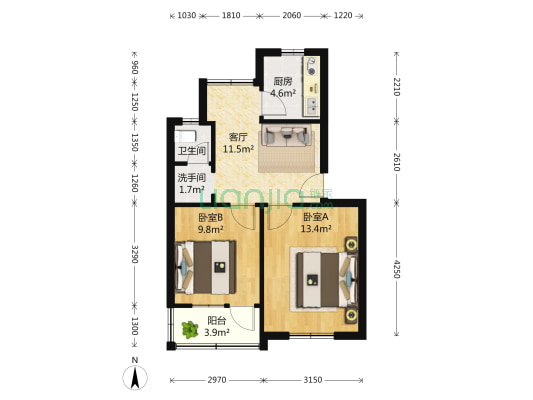 东吴北路61号 2室1厅1卫 0平方