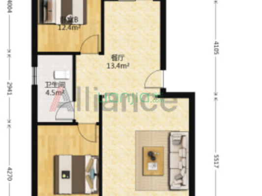 此房70年大产权南北通透两居室，精装自住，保持良好-户型图