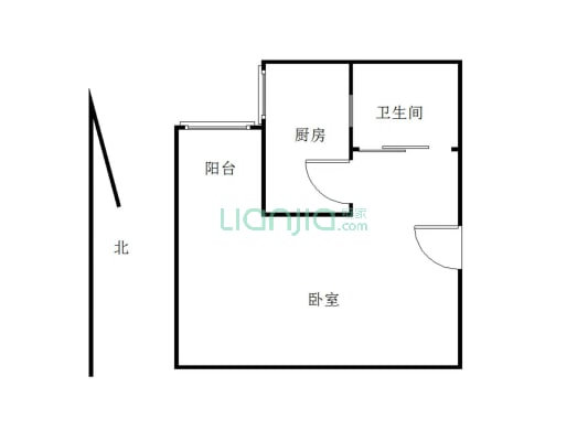 新华国际42平1室1厅1厨1卫 精装拎包入住 有证-户型图