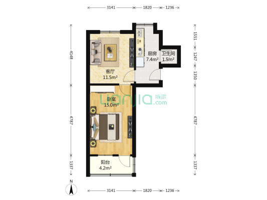 多伦路 1室1厅1卫 47平方
