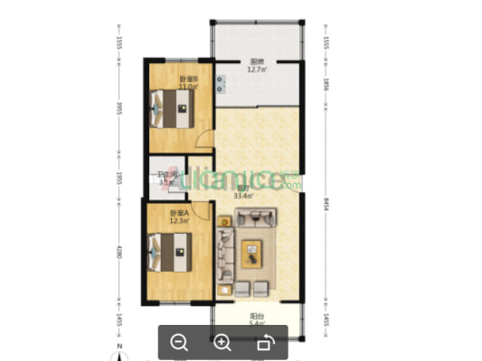 一梯两户，公摊小，交通便利，视野采光好。-户型图