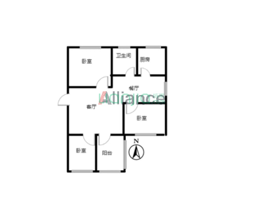 新安小区 3室2厅 南 北-户型图