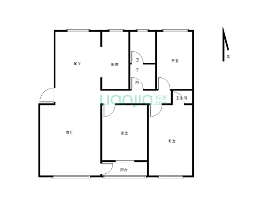 建苑小区  三室两卫  户型方正  适合居住-户型图
