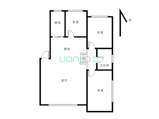 双拥小区  4楼 126.08平 东边户三室 看房预约-户型图