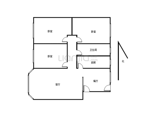 房子三室两厅，户型方正，位置好，拎包入住-户型图