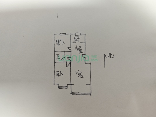 中间楼层采光好，南北通透好户型的精装两居-户型图