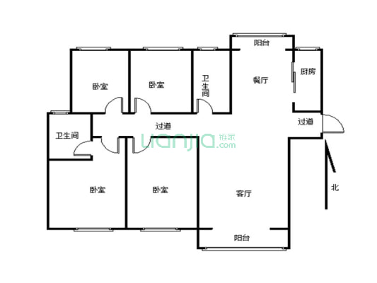 壹号城邦小高层，中间楼层大四室，看房方便-户型图