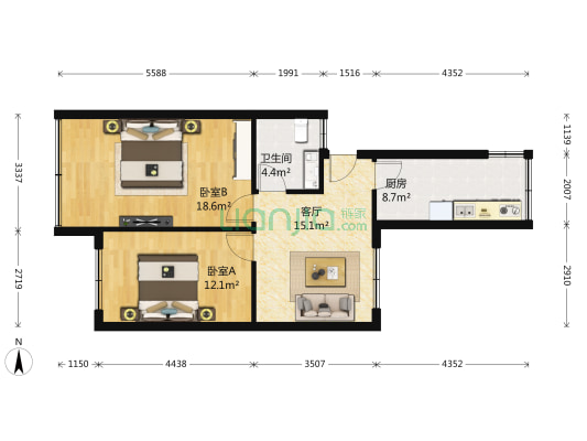 红岛支路 2室1厅1卫 73平方