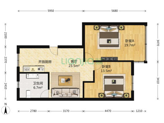 人民中路新风弄 2室1厅1卫 76平方
