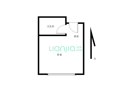 精装修小面积一居室 空间宽敞 设计合理-户型图