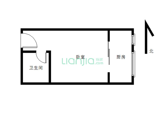 香榭里·東湖方舟 1室1厅 南 北-户型图