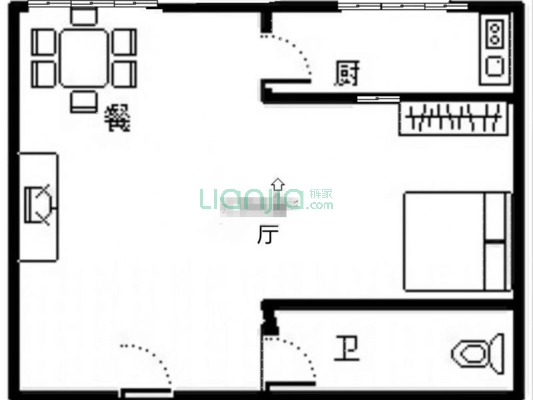正规一居室，中间楼层，视野开阔，满二，简装-户型图