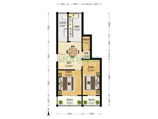 金基公寓 2室1厅1卫 66平方