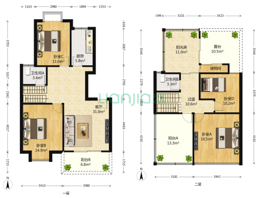 百步华庭 4室1厅2卫 146平方
