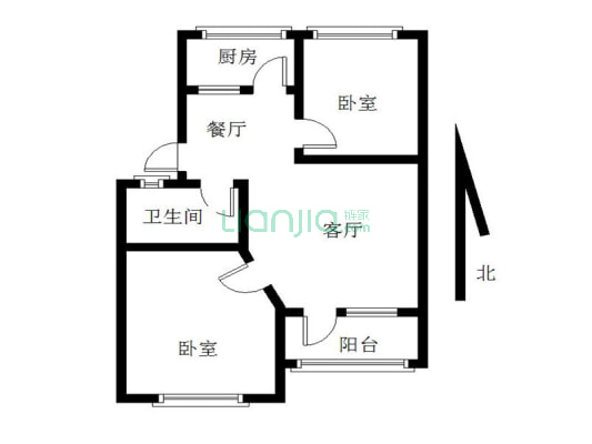 银鹏小区，两室一厅，户型方正，采光好-户型图