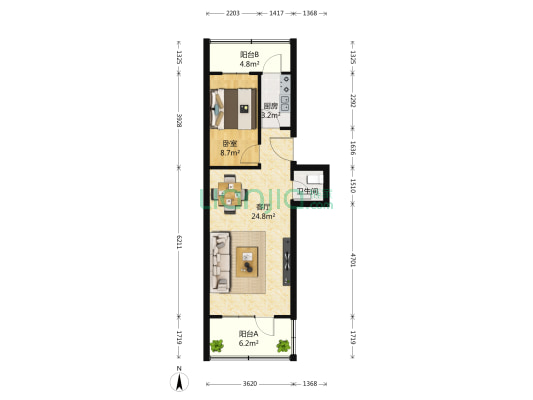 小乘巷 1室1厅1卫 50平方