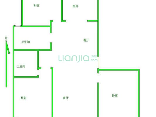 直隶新城文苑 3室2厅 南 北-户型图