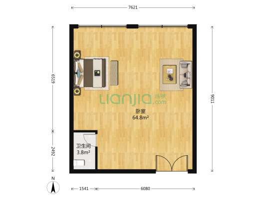 润利大厦 1室0厅1卫 103平方