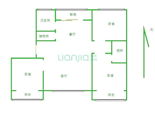 花倾城小区   采光好    通风性强    大三居-户型图