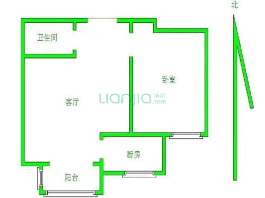 秀兰尚城 1室1厅 南-户型图