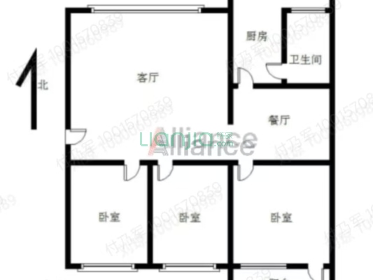 开发区，双语，低楼层，集中供暖三居-户型图
