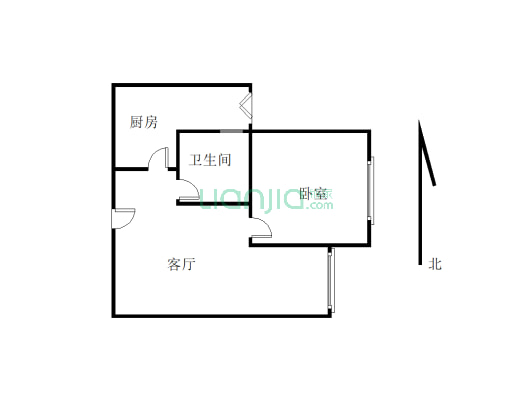 津北新都会精装一室一厅，家电齐全拎包入住-户型图