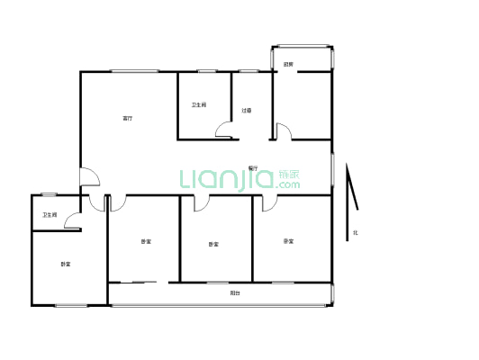 鸿鹰小区 位置好 3.2米调高 4室2厅2卫 适合居住-户型图