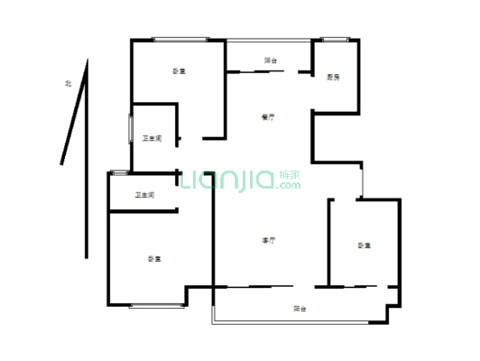 建业七期 三室两厅两卫 户型方正 花园小区-户型图
