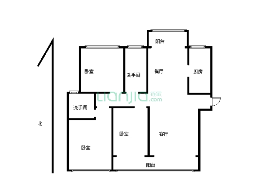 建业生态新城125平三室单价3600一平方可按揭-户型图