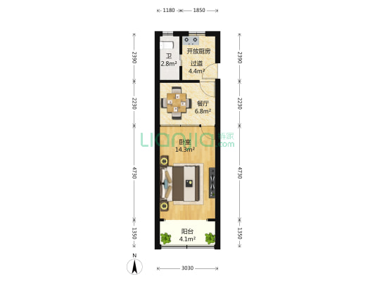 岚皋西路145弄 1室1厅1卫 36平方