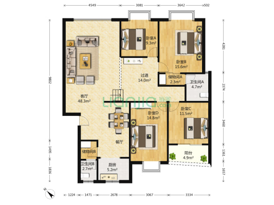 瑞应苑 4室1厅2卫 168平方