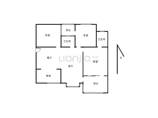 尚北新界3室2厅1厨2卫采光巴适适合居住-户型图