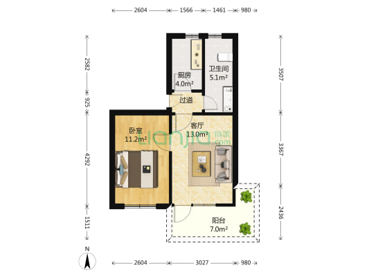 皖西新村 1室1厅1卫 49平方
