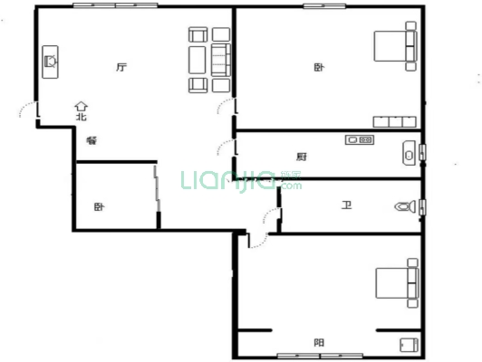 云景城南向两居，好楼层，证满，急售-户型图