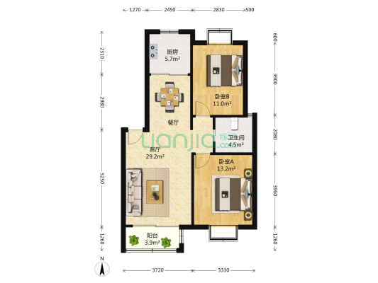 富林苑(一期) 2室2厅1卫 84平方